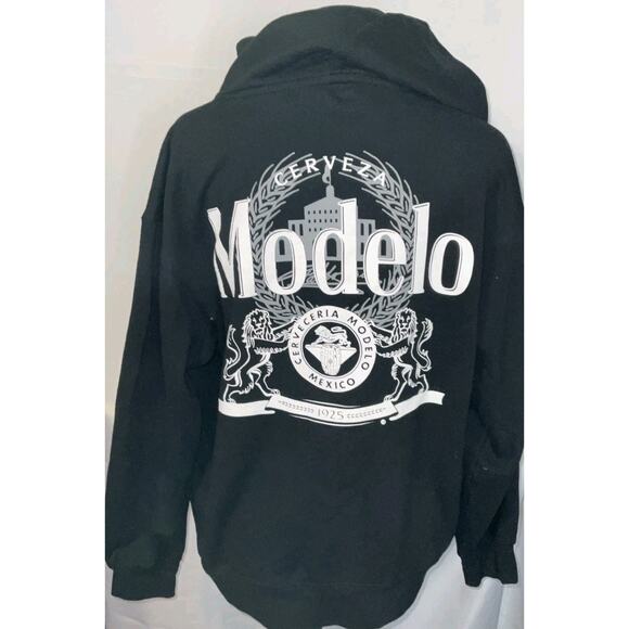 Cerveza Modelo Brown Pullover Hoodie Sweatshirt Men's Large Logo Back Print NWT - Picture 2 of 8